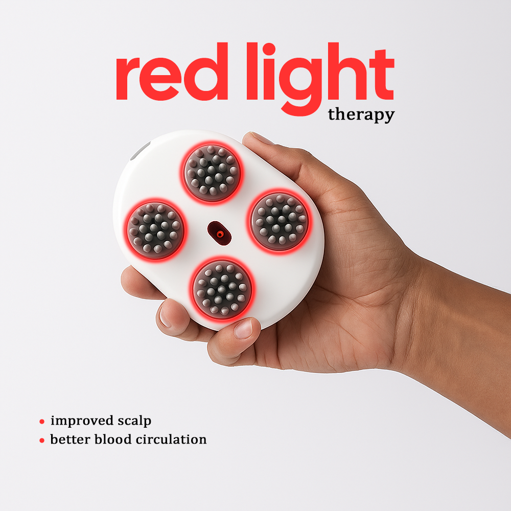 Hair Density and Growth-Stimulating Red Light Therapy Scalp Massager | 6 Months Warranty