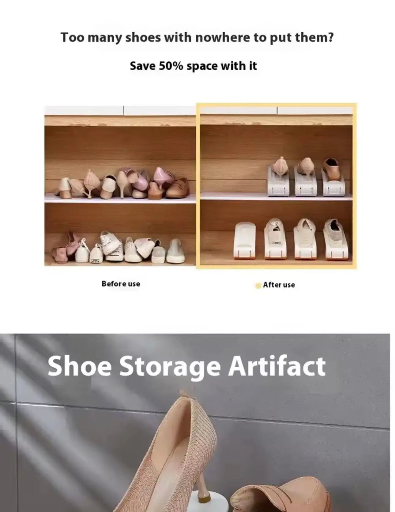 Blinqo Double-Layer Adjustable Shoe Organizer