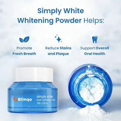 Blinqo Natural Teeth Whitening Powder - Enamel-Safe, Peroxide-Free, Vegan