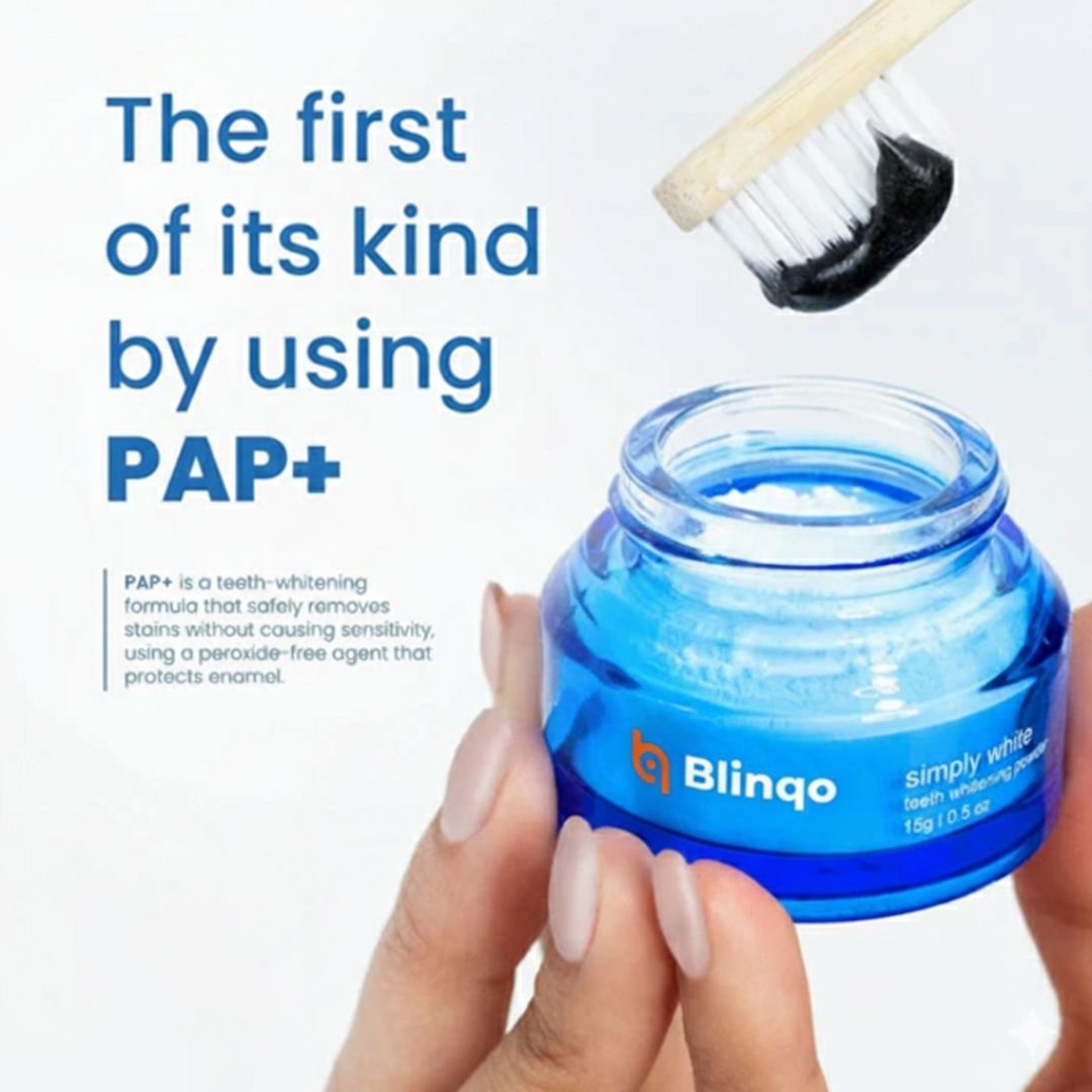 Blinqo Natural Teeth Whitening Powder - Enamel-Safe, Peroxide-Free, Vegan