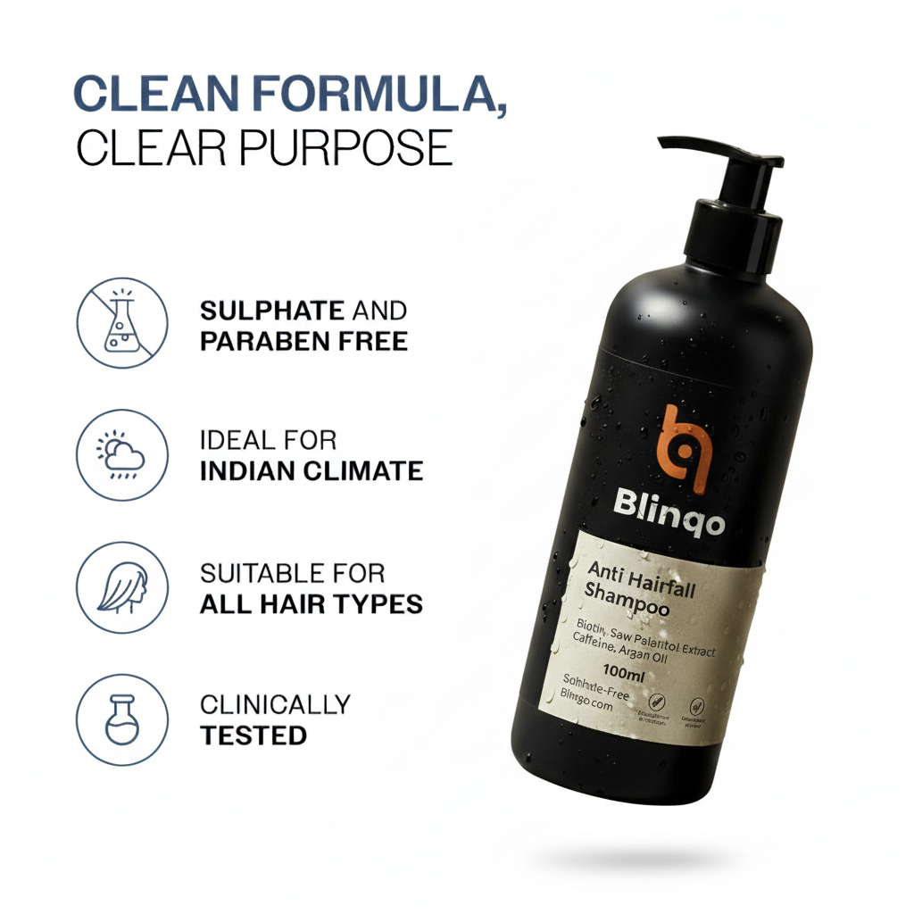 Blinqo Hair Detox Anti Hairfall Shampoo (100ml) – Clinically Tested, Sulphate Free