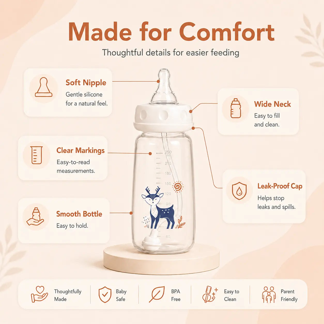 Blinqo Hands-Free Baby Feeding Bottle with Silicone Tube