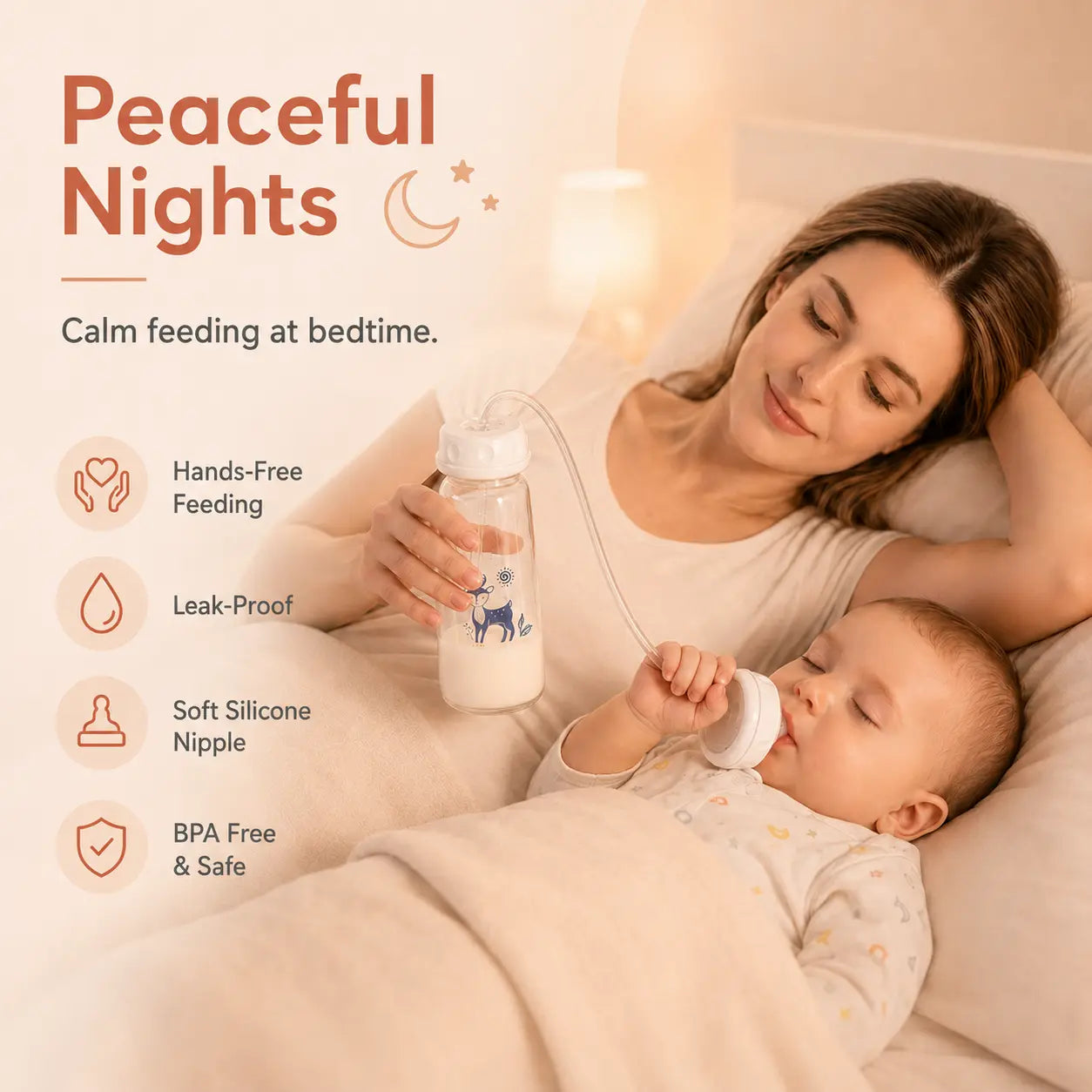 Blinqo Hands-Free Baby Feeding Bottle with Silicone Tube