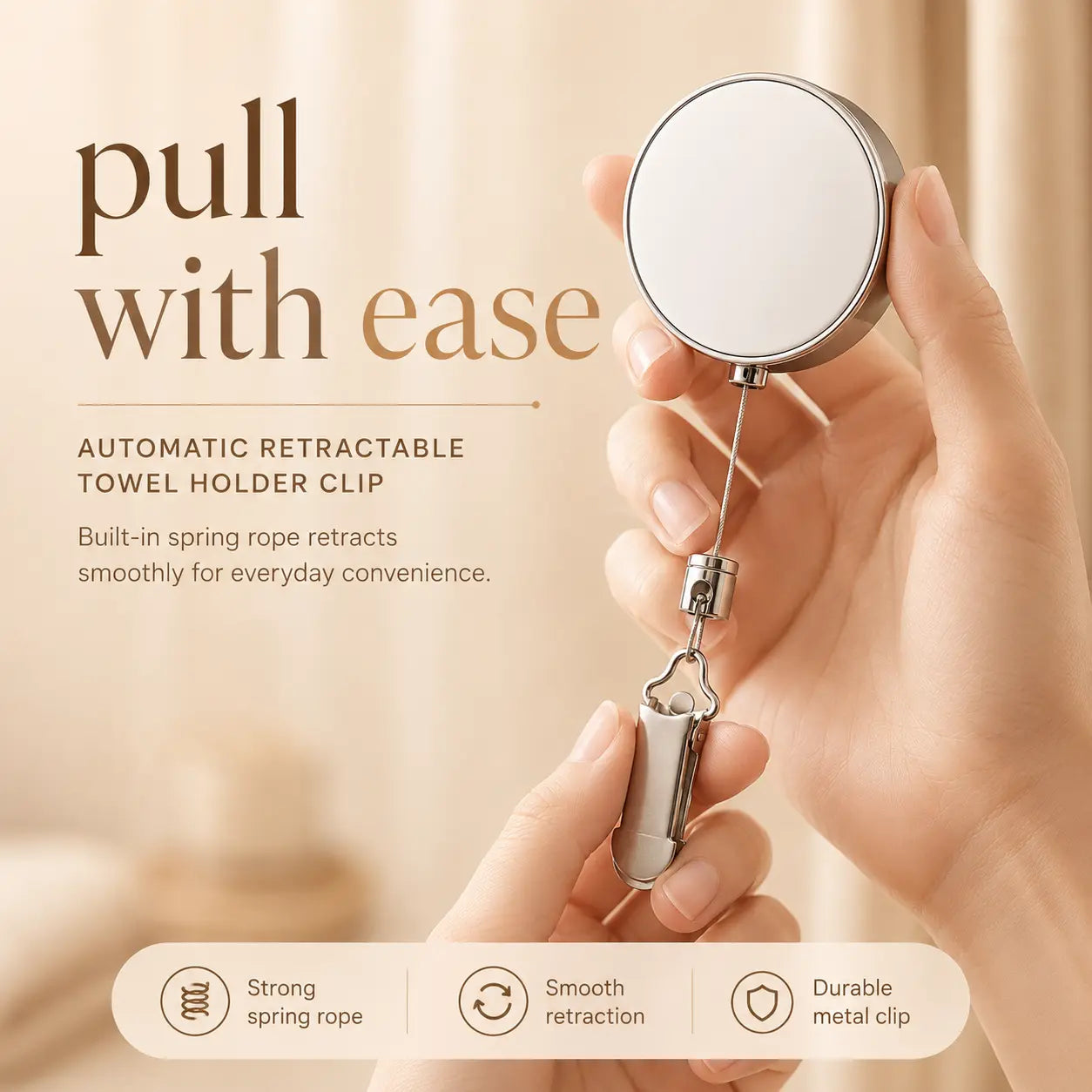 Automatic Retractable Towel Holder Clip – Compact Pull-Out Towel & Bib Holder