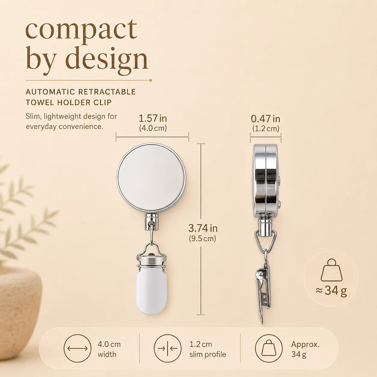 Automatic Retractable Towel Holder Clip – Compact Pull-Out Towel & Bib Holder