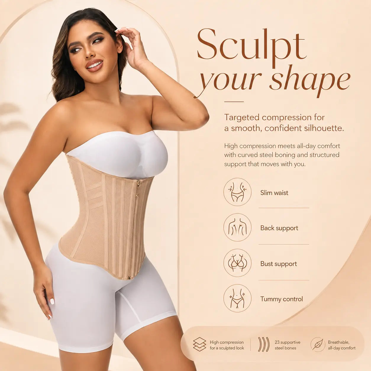 High Compression Curved Boned Waist Trainer