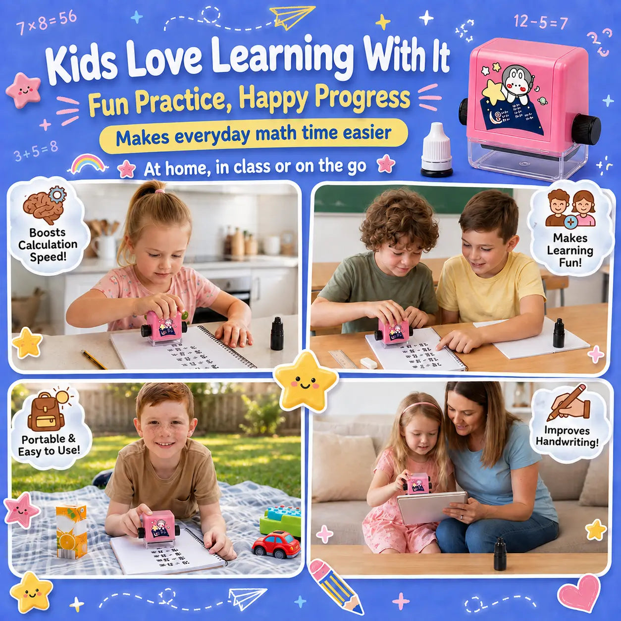Math Roller Stamp for Kids – Fun & Easy Math Practice Tool