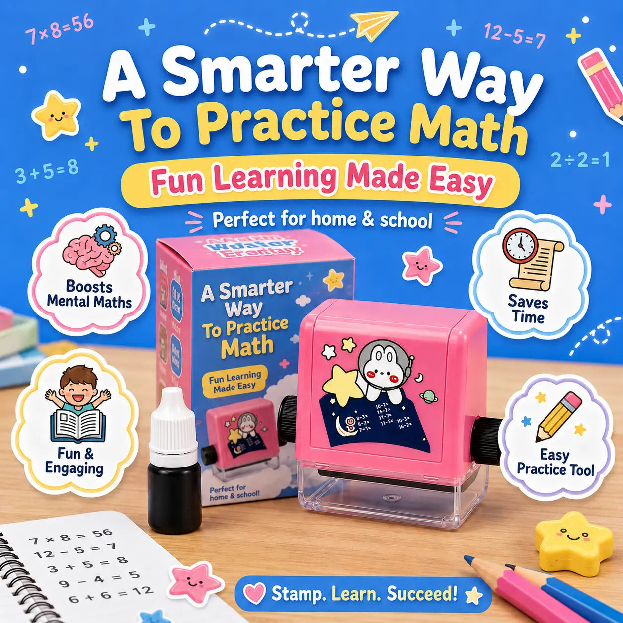 Math Roller Stamp for Kids – Fun & Easy Math Practice Tool