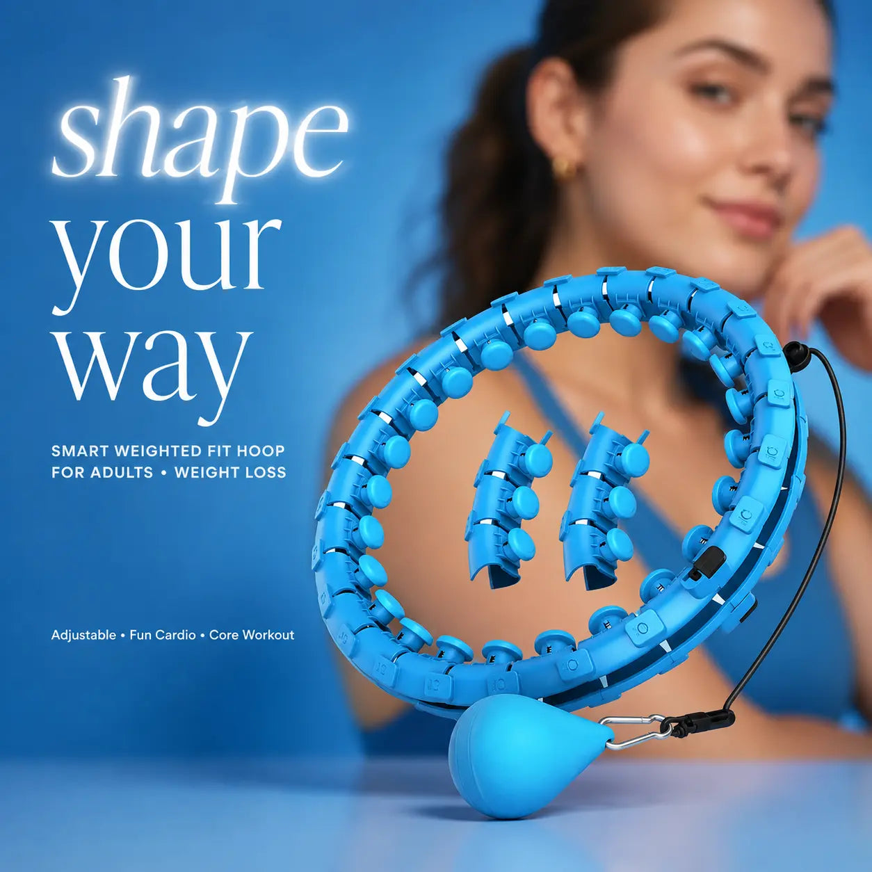 Smart Weighted Fit Hoop for Adults – Adjustable Home Cardio & Core Workout Hoop