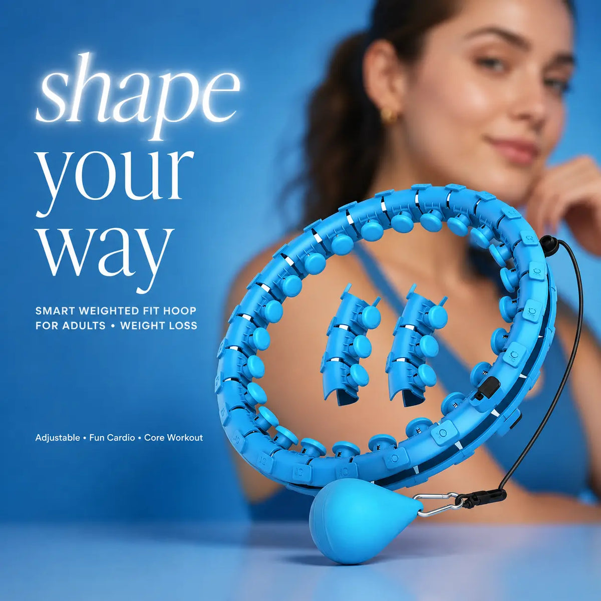 Smart Weighted Fit Hoop for Adults – Adjustable Home Cardio & Core Workout Hoop