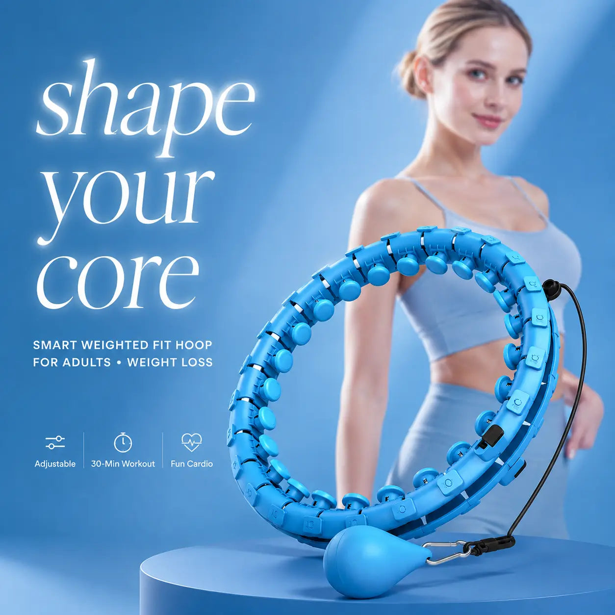Smart Weighted Fit Hoop for Adults – Adjustable Home Cardio & Core Workout Hoop