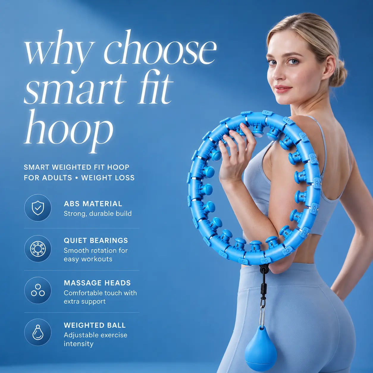 Smart Weighted Fit Hoop for Adults – Adjustable Home Cardio & Core Workout Hoop
