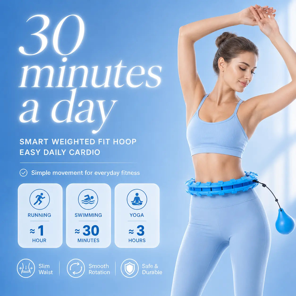 Smart Weighted Fit Hoop for Adults – Adjustable Home Cardio & Core Workout Hoop