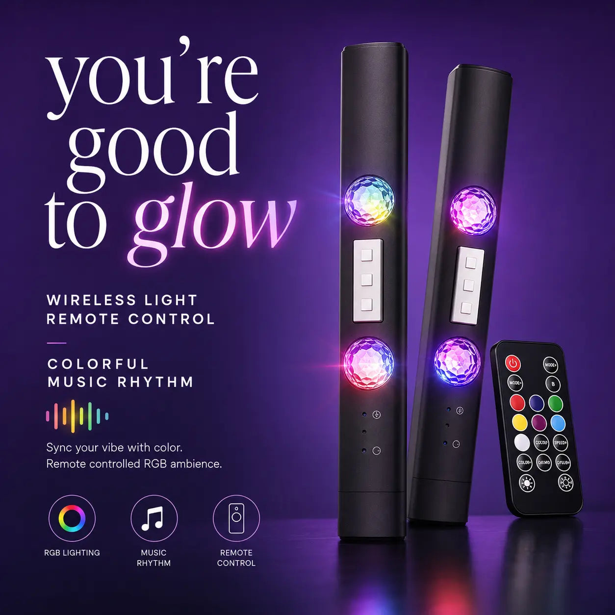 D88-S Wireless Music Rhythm Car Star Projector Light with Remote