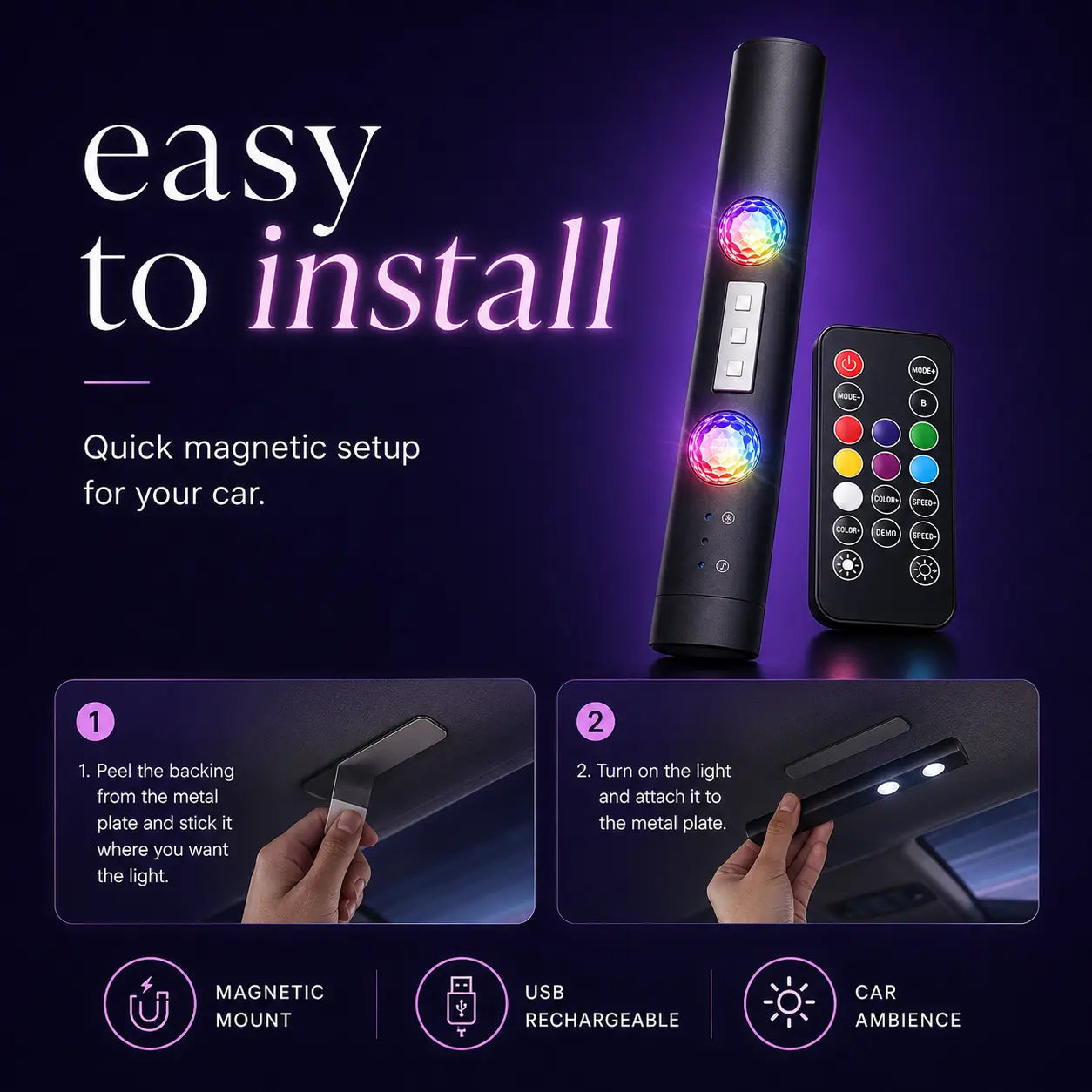 D88-S Wireless Music Rhythm Car Star Projector Light with Remote