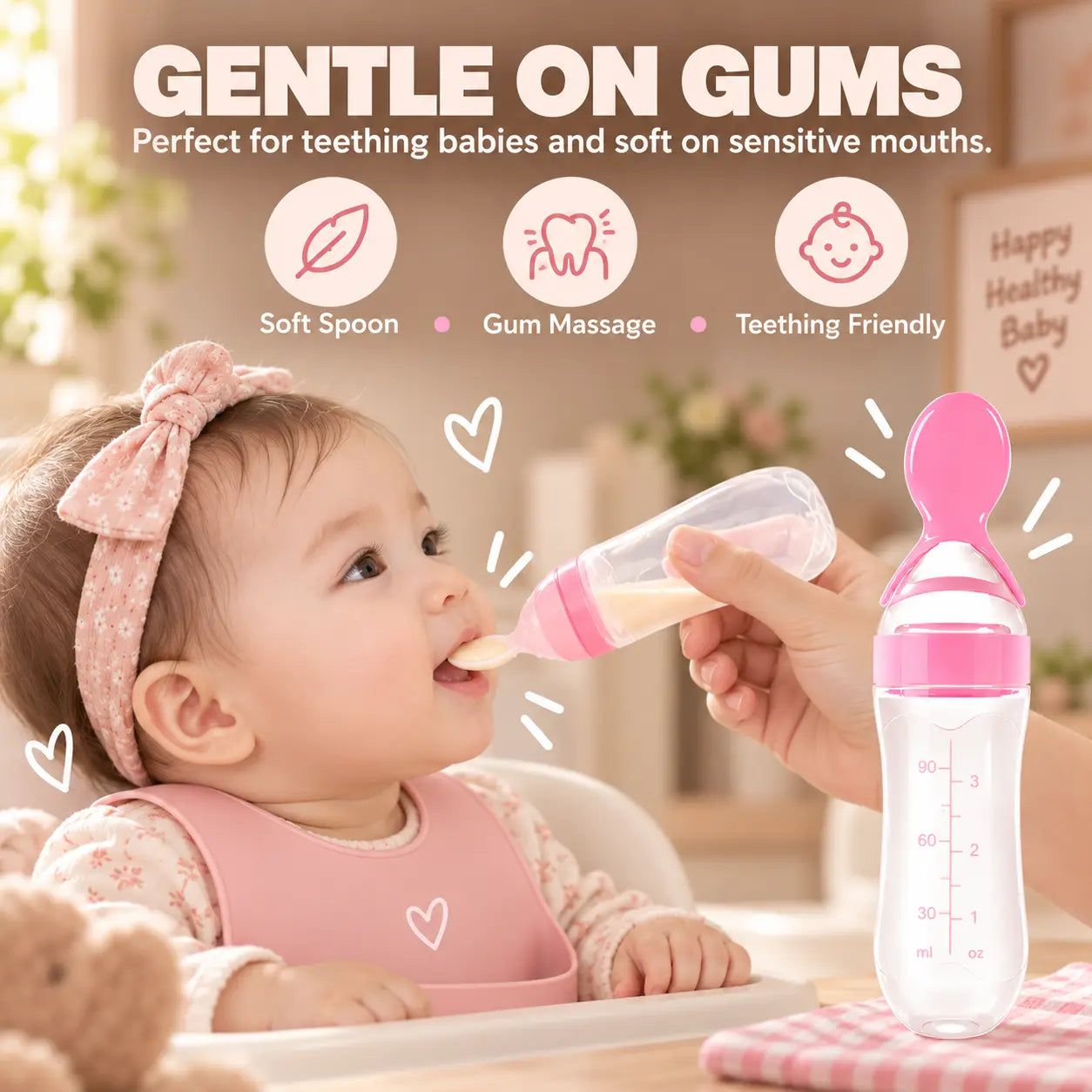 Silicone Spoon Feeder for Babies – Squeeze Feeding Bottle with Soft Spoon