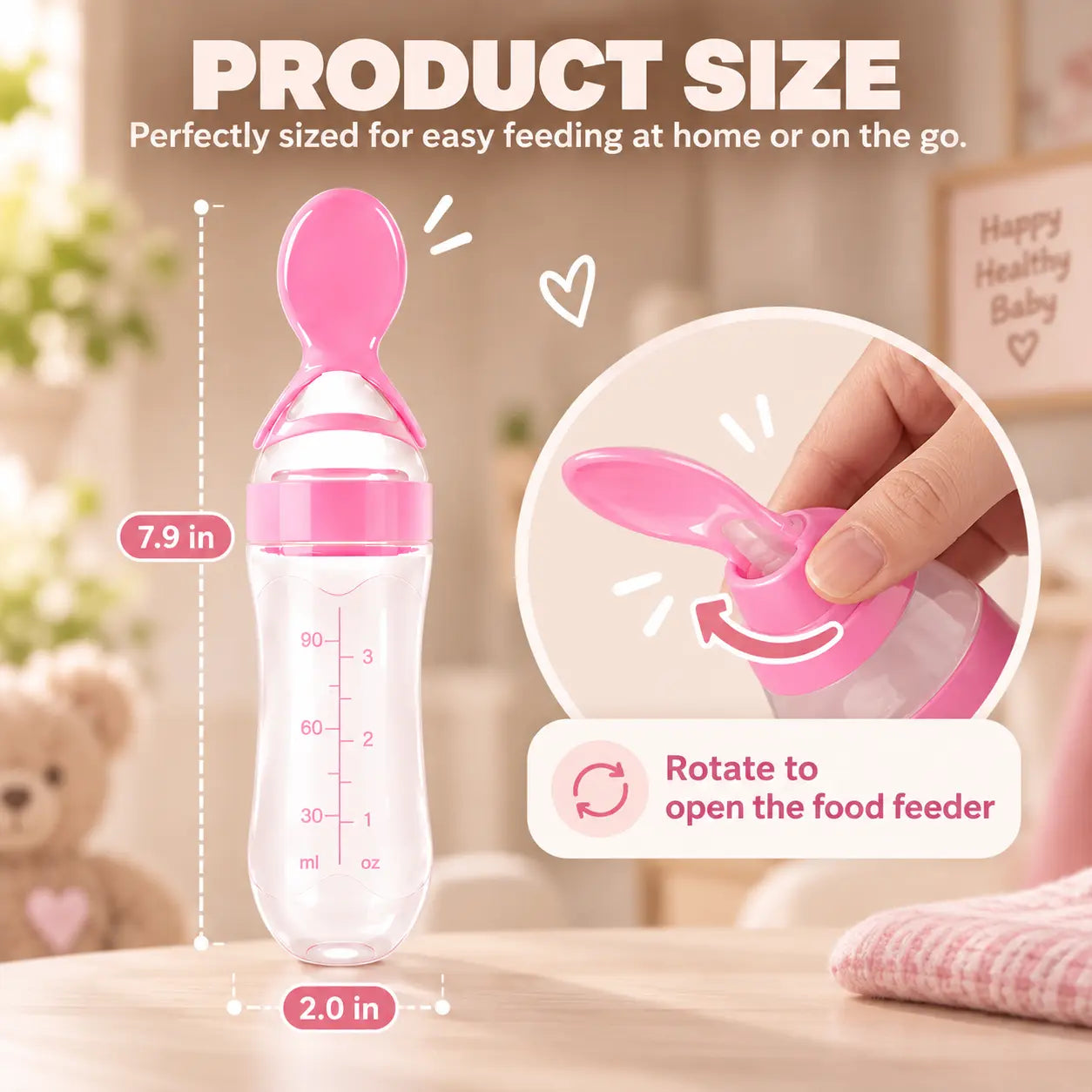 Silicone Spoon Feeder for Babies – Squeeze Feeding Bottle with Soft Spoon