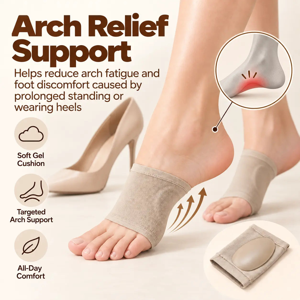 Gel Arch Support Band – Cushioned Foot Support for Heels, Walking & Long Standing