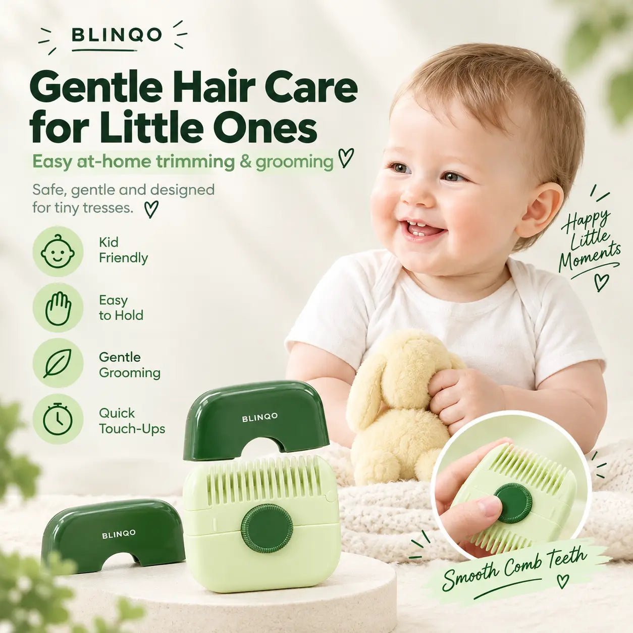 Blinqo Hair Trimming Comb – Easy At-Home Hair Cutting & Grooming Tool for Kids & Women