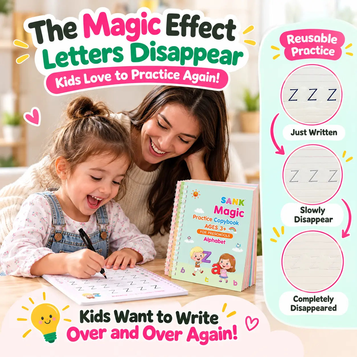Sank Magic Practice Copybook Set for Kids – Reusable Handwriting & Learning Books (4 Books)