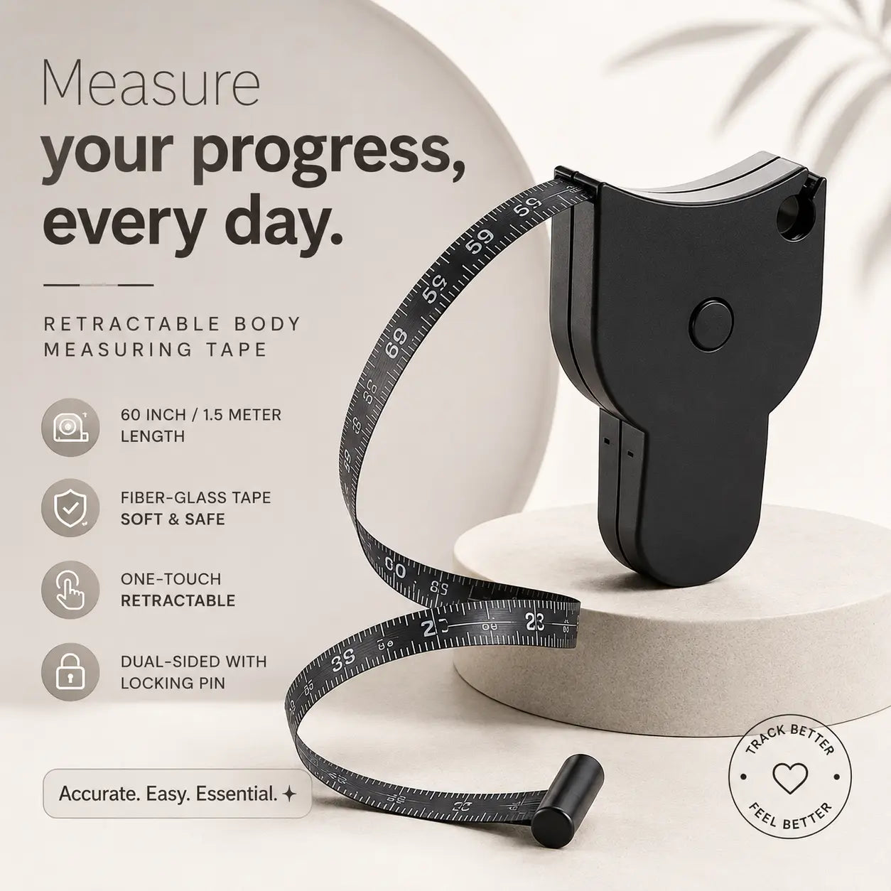 Retractable Body Measuring Tape – Dual-Sided 60in / 150cm