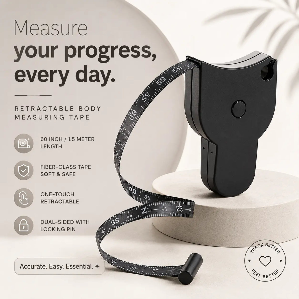 Retractable Body Measuring Tape – Dual-Sided 60in / 150cm