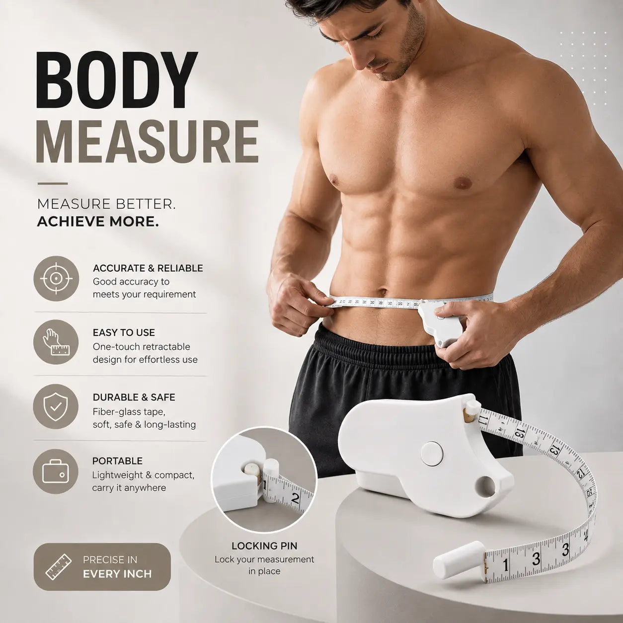Retractable Body Measuring Tape – Dual-Sided 60in / 150cm