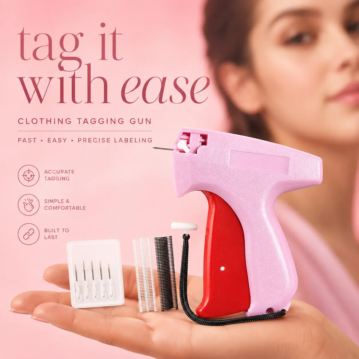 Clothing Tagging Gun Kit – Quick Clothing Fix & Labeling Tool with 5 Needles + 1000 Fasteners