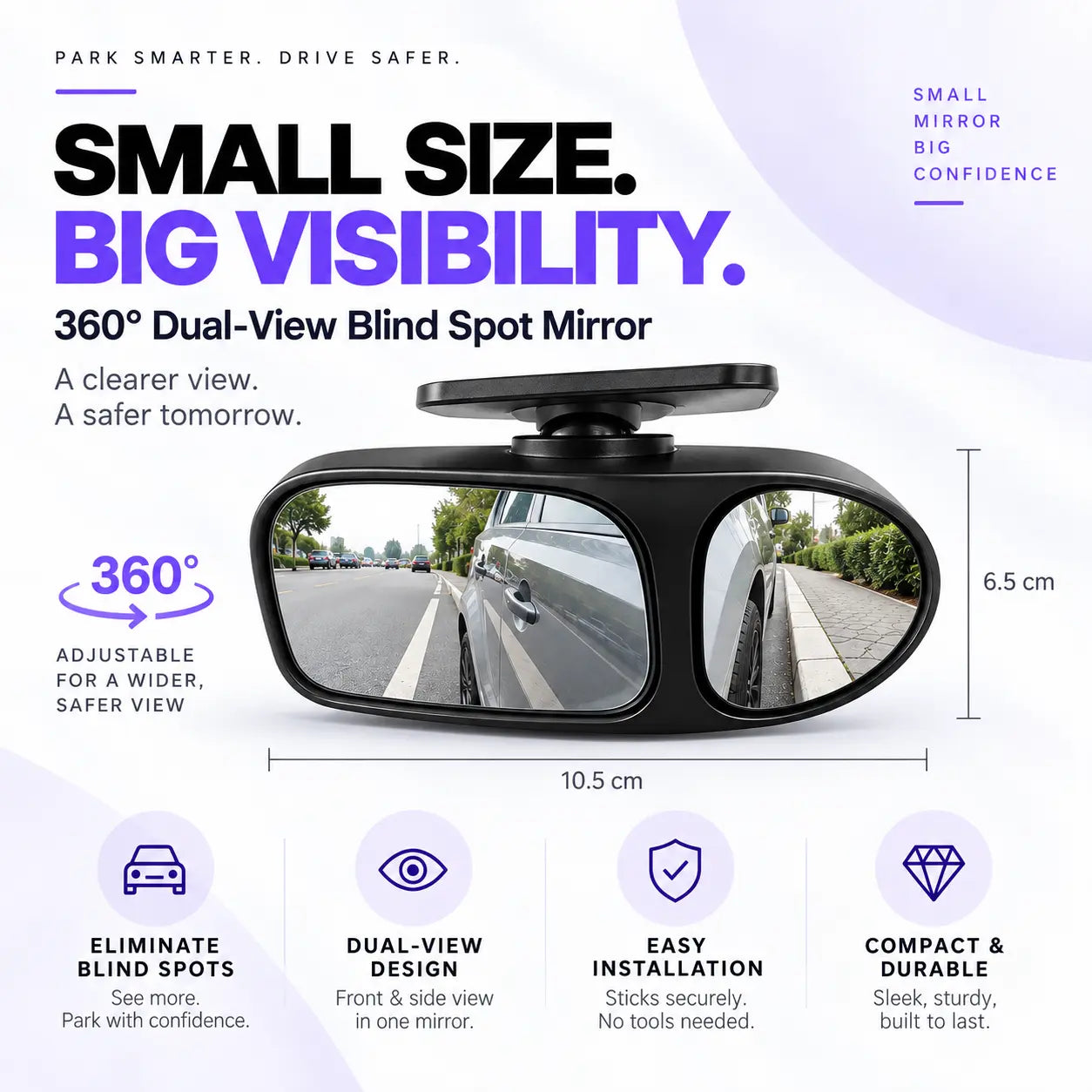 360° Dual-View Blind Spot Parking Mirror for Car