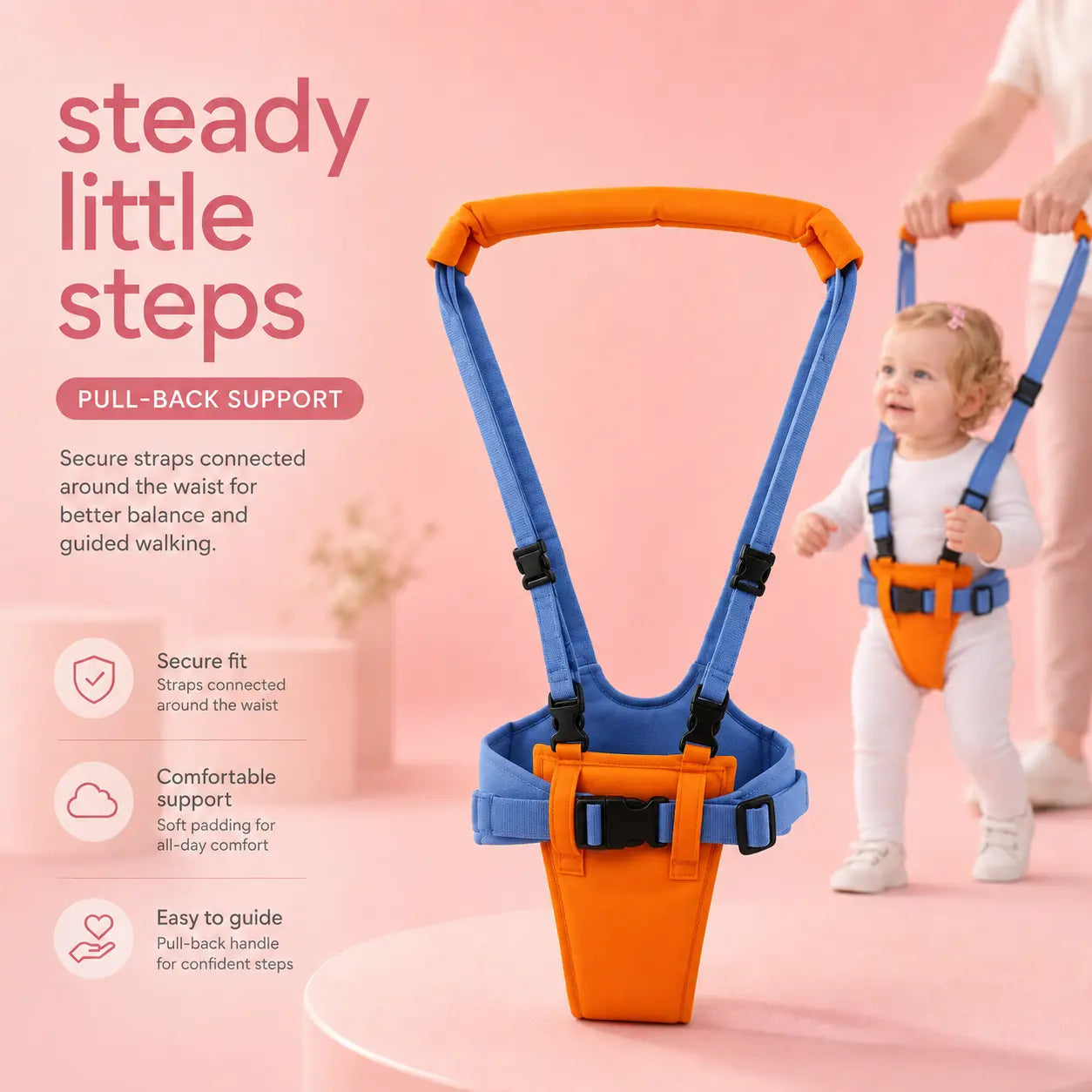 Adjustable Baby Walking Harness with Detachable Crotch Support