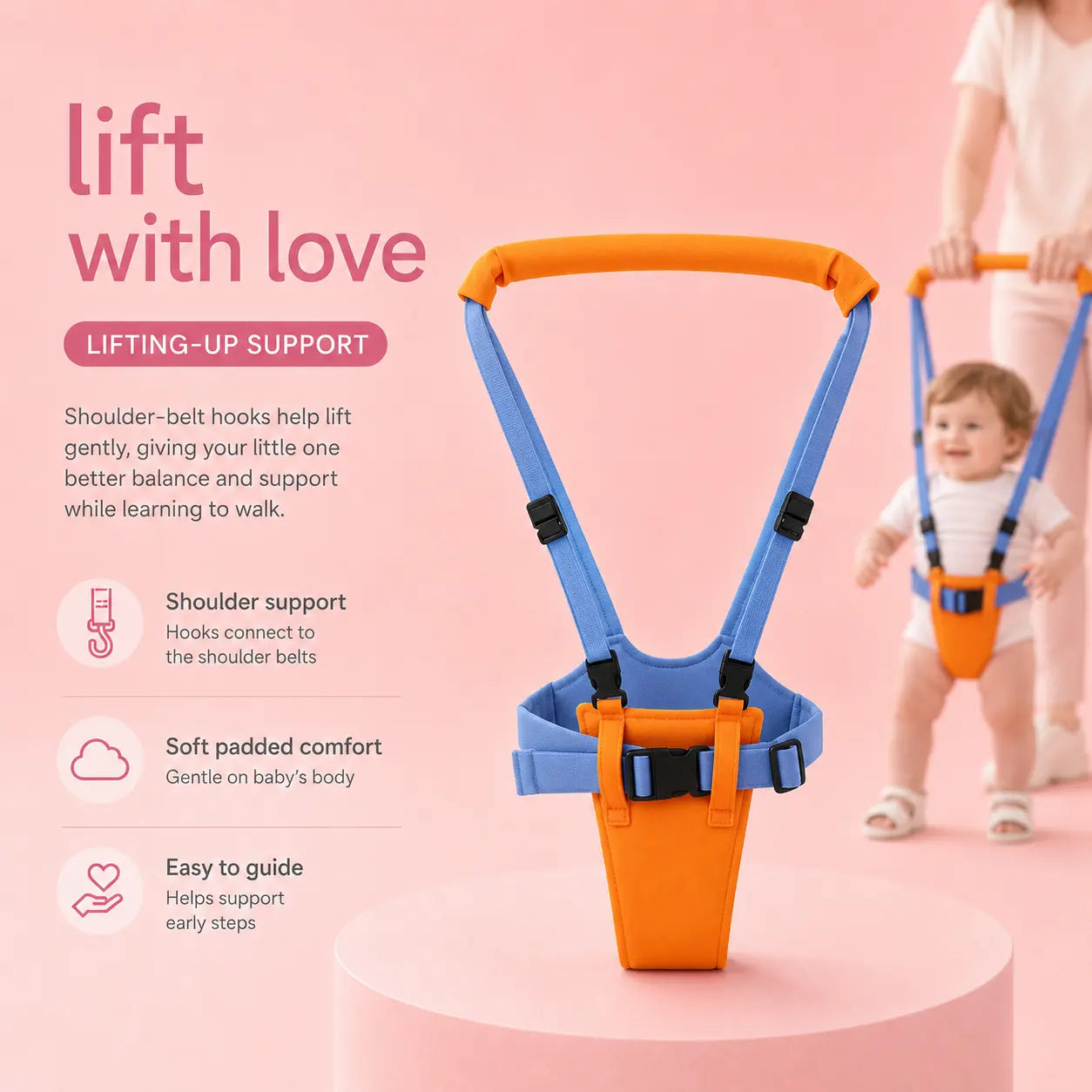Adjustable Baby Walking Harness with Detachable Crotch Support