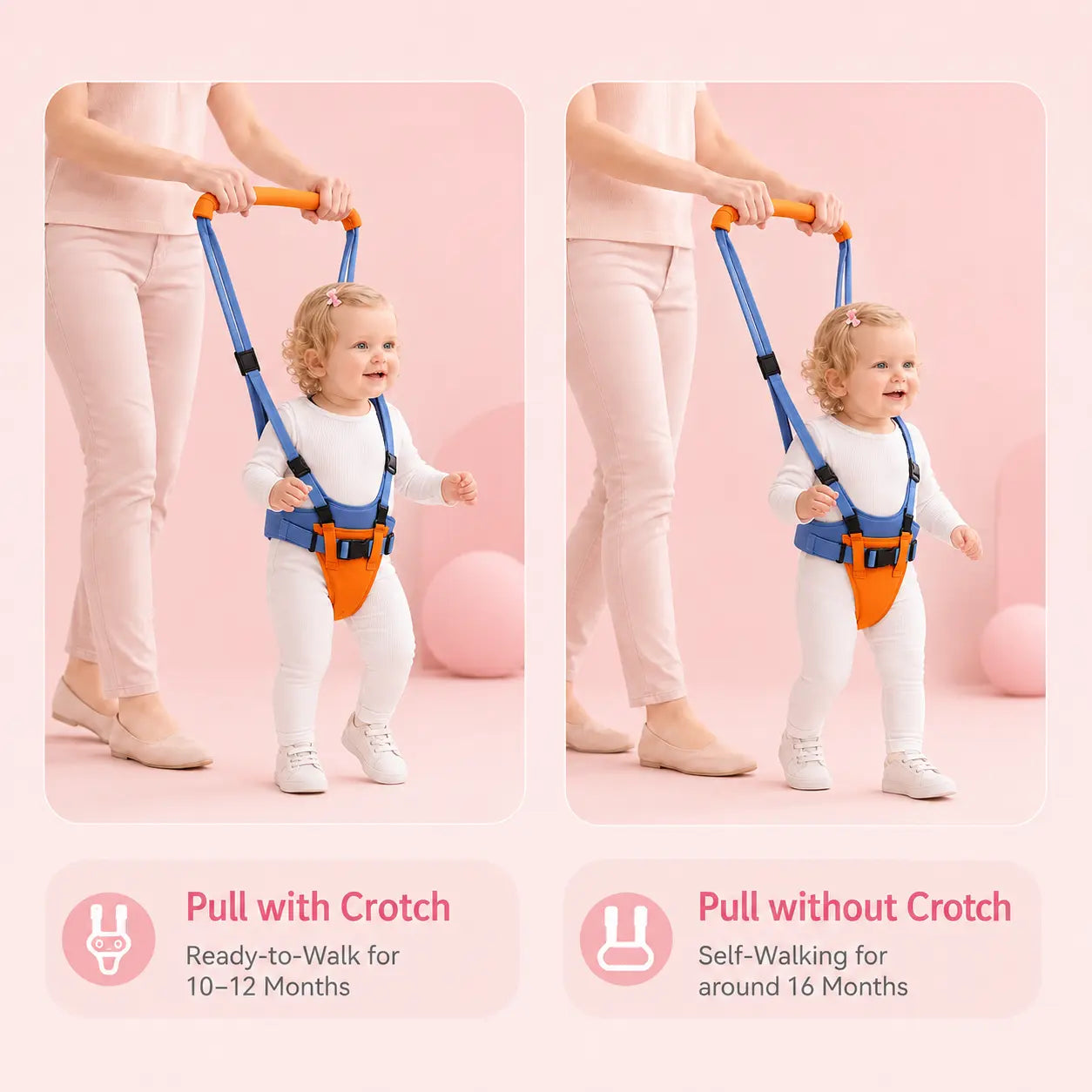 Adjustable Baby Walking Harness with Detachable Crotch Support