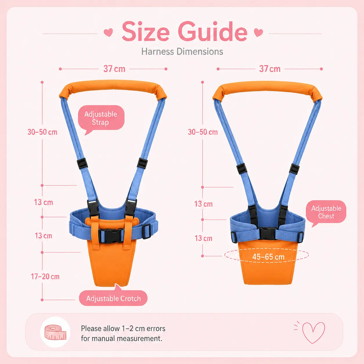 Adjustable Baby Walking Harness with Detachable Crotch Support