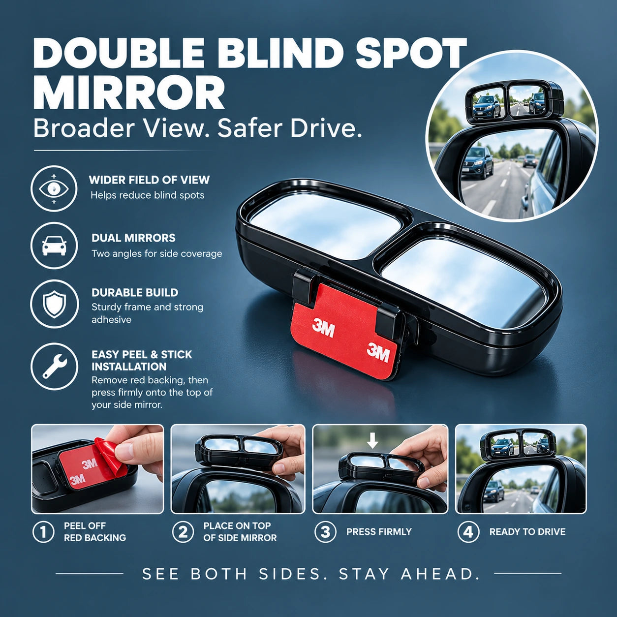 Blinqo Dual-View Blind Spot Parking Mirror