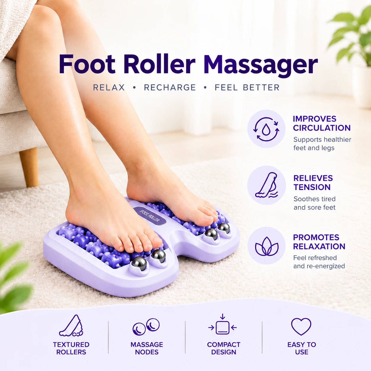 Blinqo Foot Massager – Textured Massage Roller for Everyday Relaxation