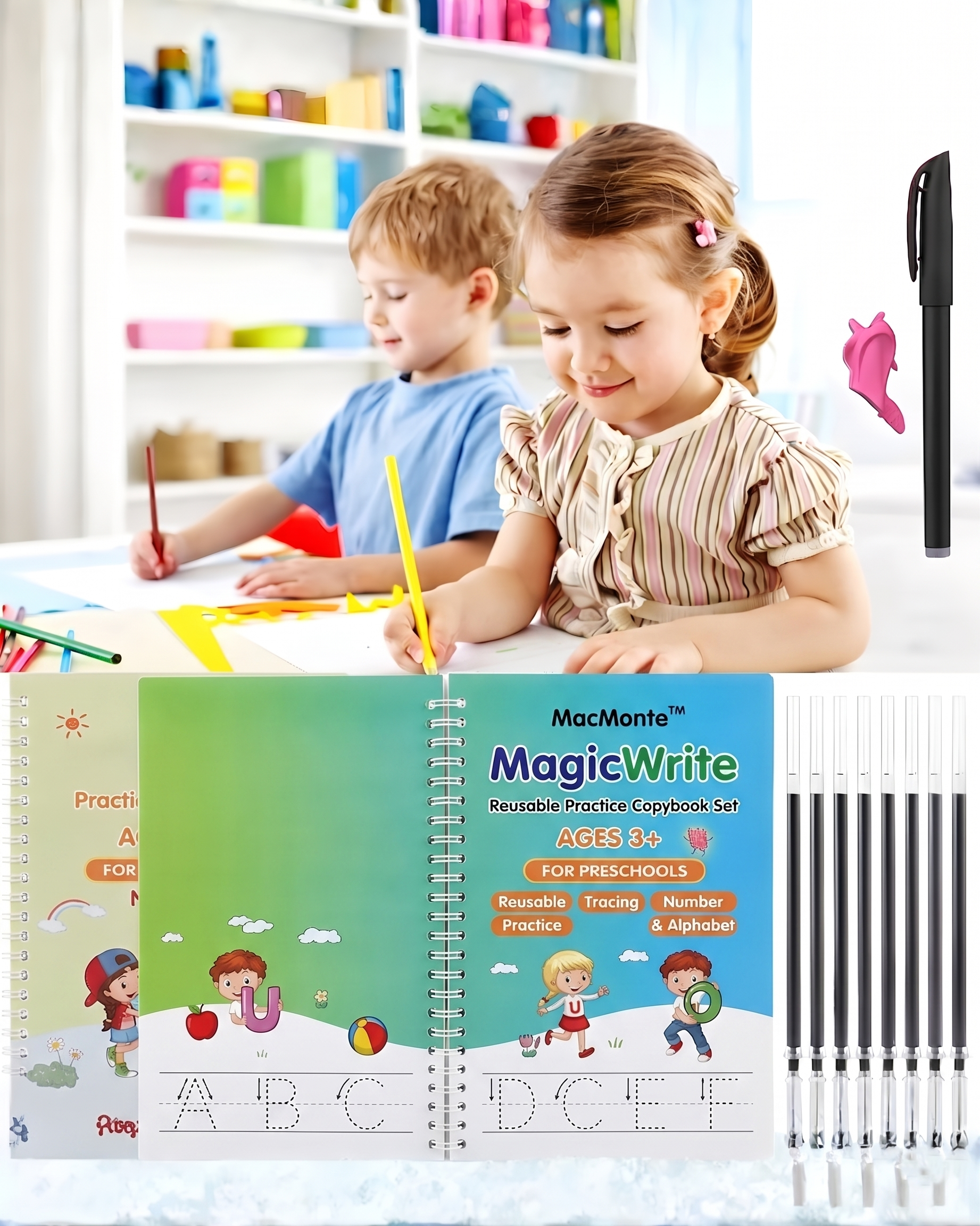 MacMonte™ MagicWrite Reusable Practice Copybook Set