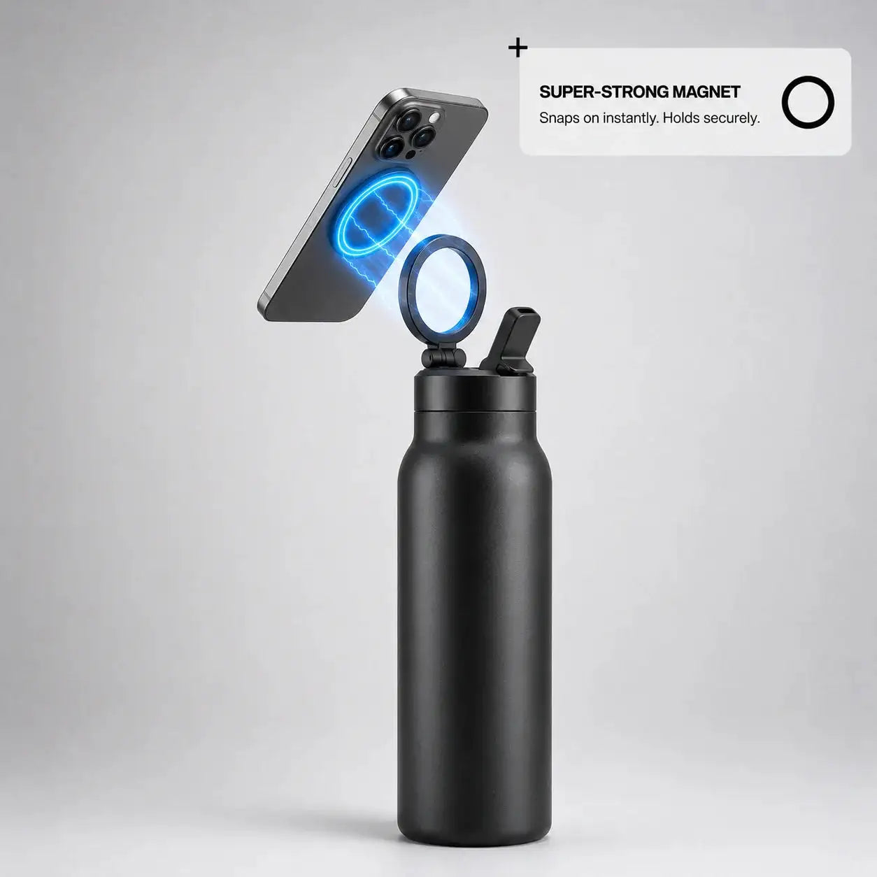 Blinqo Magnetic Phone Holder Water Bottle – 800ml Leakproof Insulated Bottle with MagSafe-Style Mount