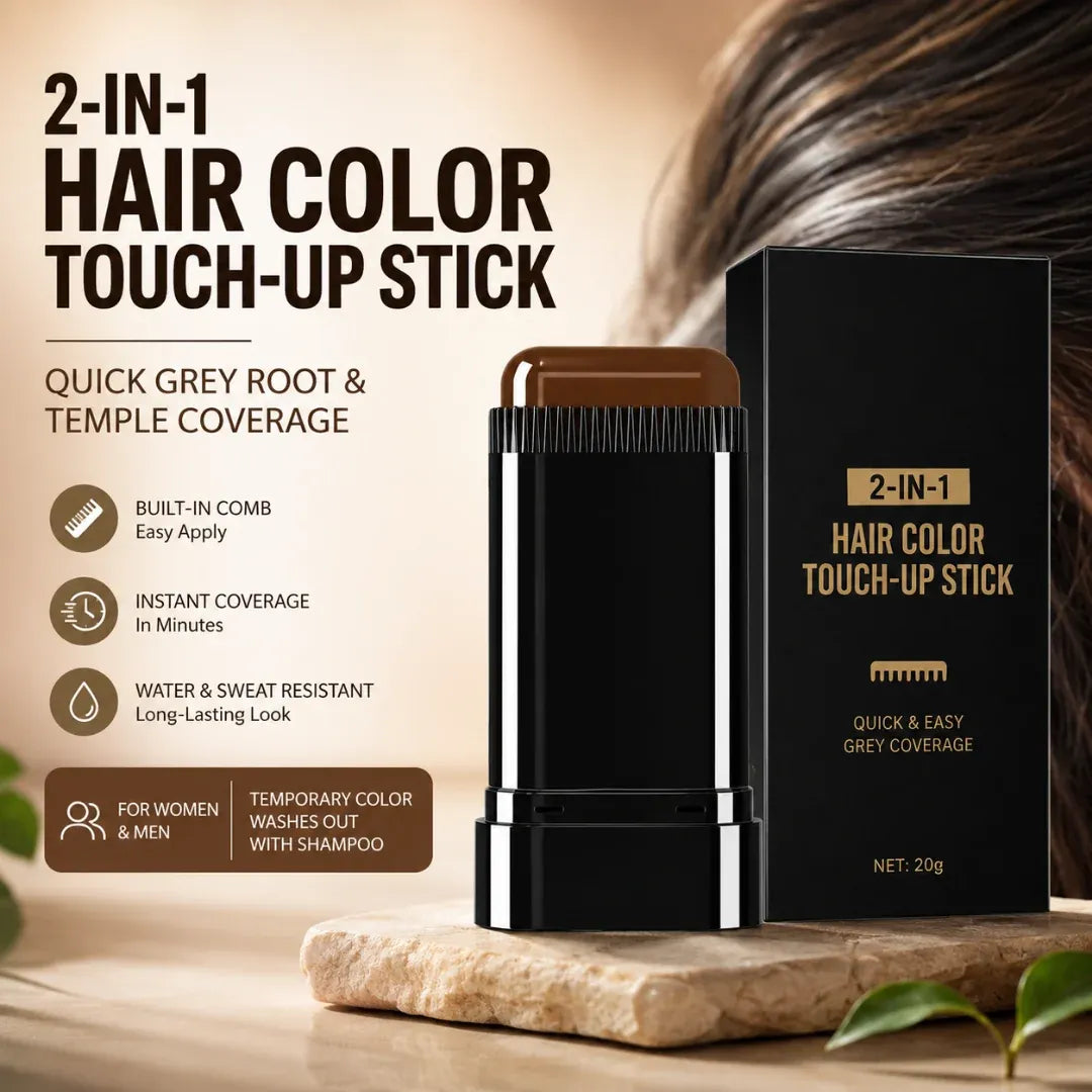 Blinqo 2-in-1 Hair Colour Touch-Up Stick with Comb | Instant Grey Hair Coverage (20g)