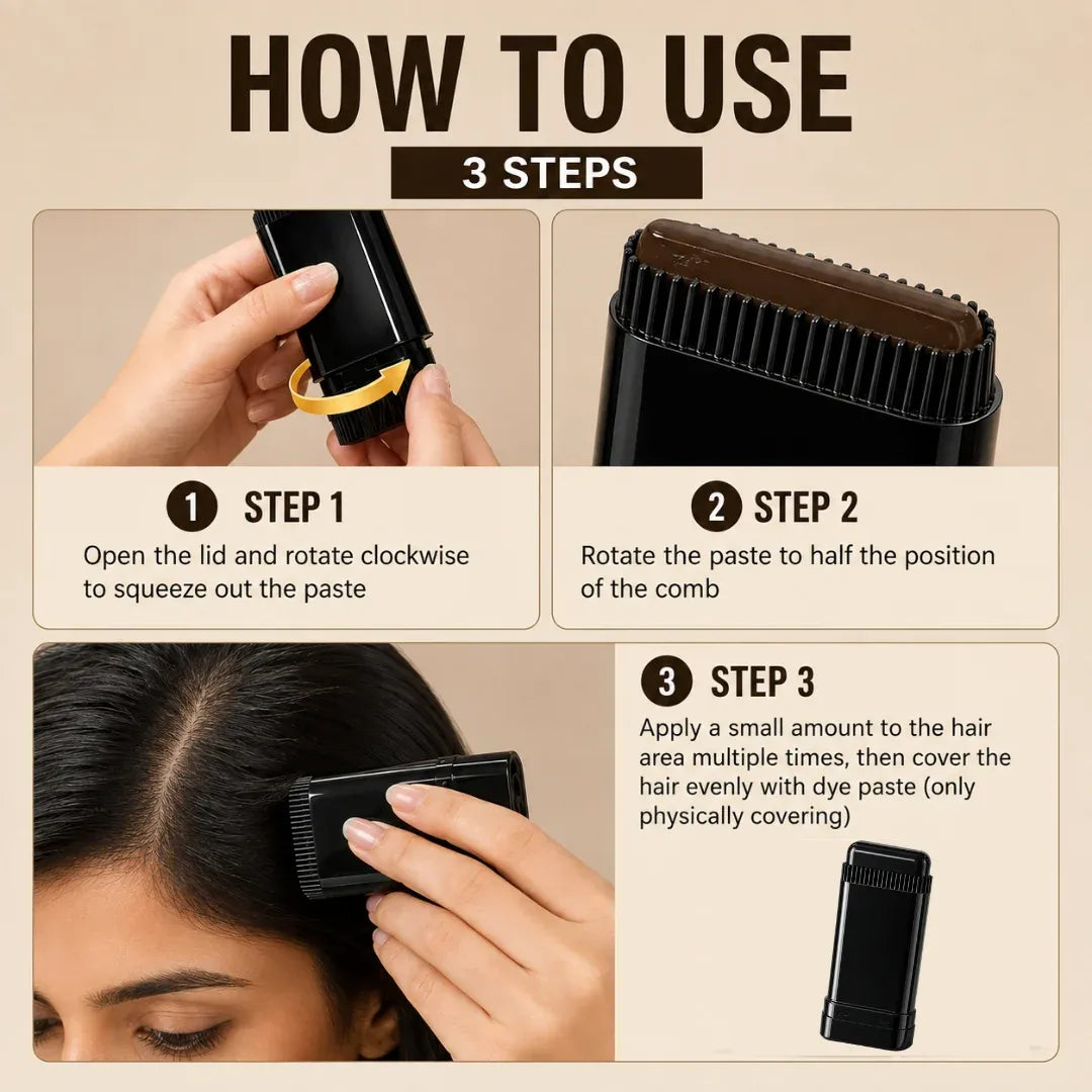 Blinqo 2-in-1 Hair Colour Touch-Up Stick with Comb | Instant Grey Hair Coverage (20g)