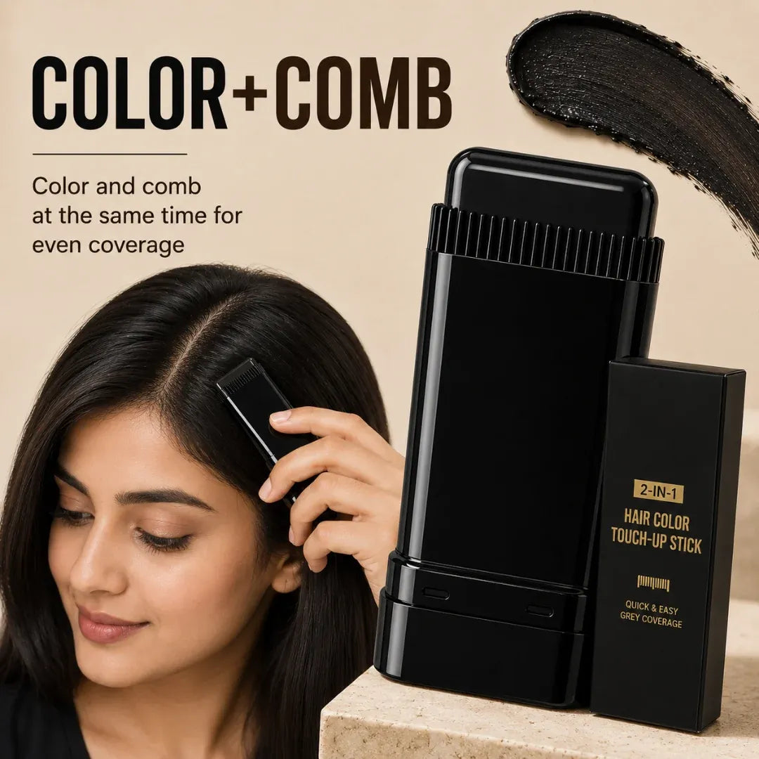 Blinqo 2-in-1 Hair Colour Touch-Up Stick with Comb | Instant Grey Hair Coverage (20g)