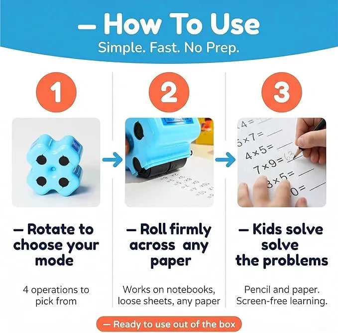 Math Exercise Sum 4 in 1 Assignment Roller Stamp