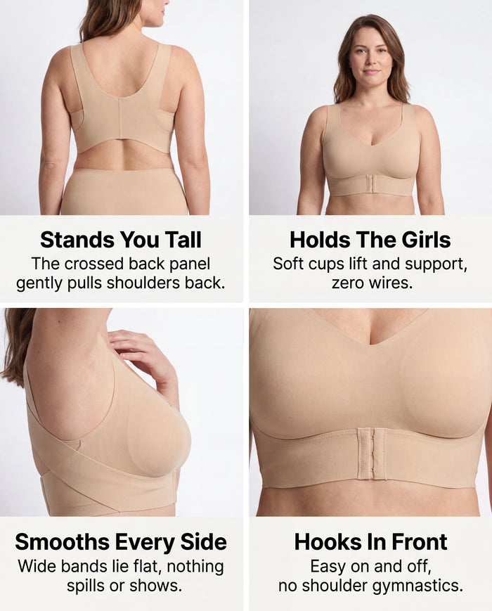 Posture Corrector Bra for Women – Wire-Free Front Closure Support Bra