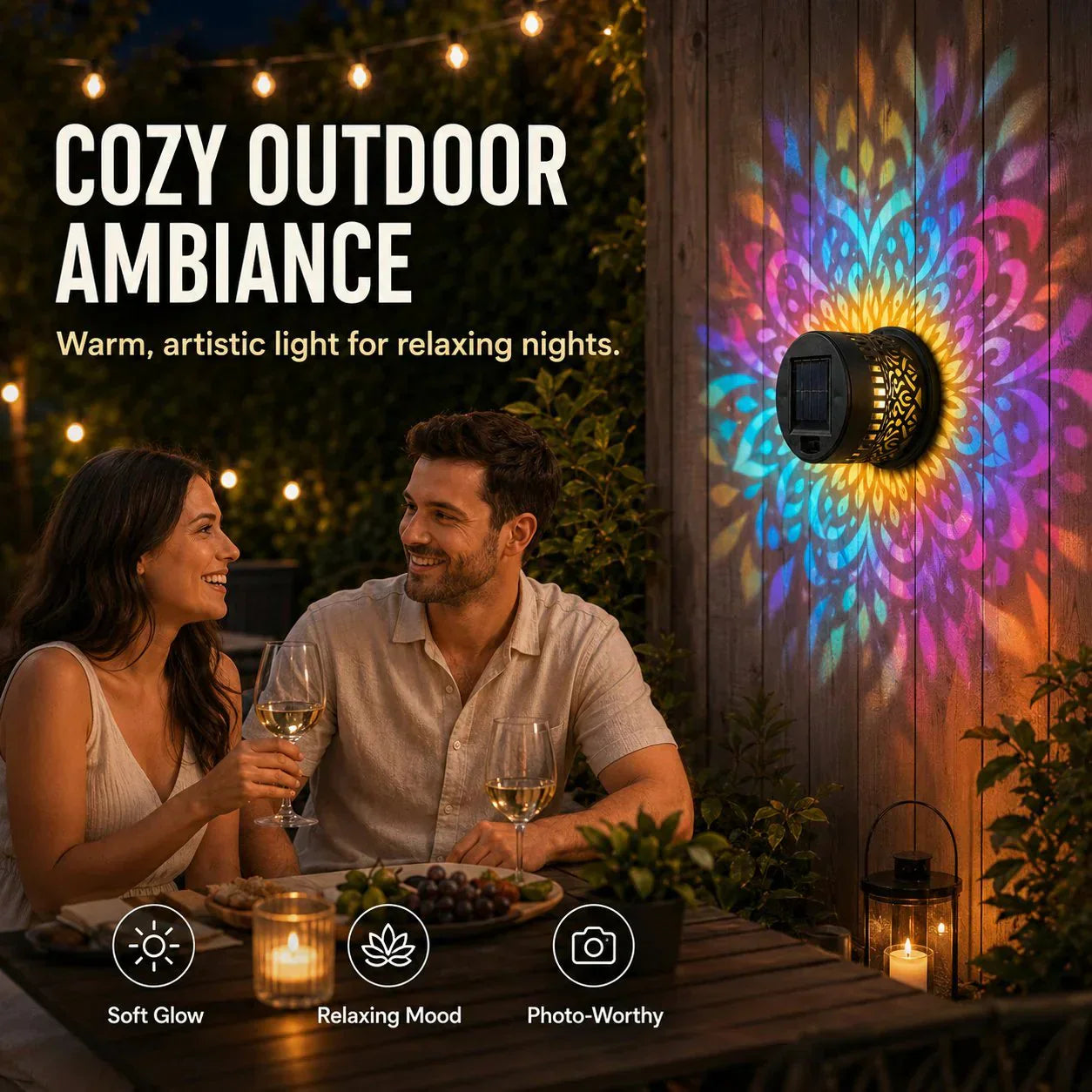 Blinqo Solar Mandala Wall Light Projector