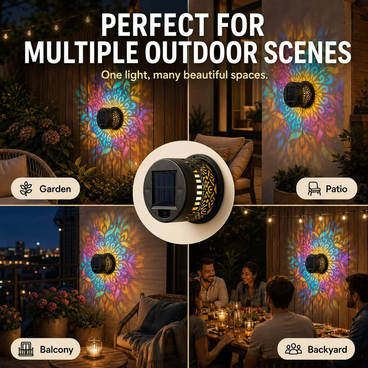 Blinqo Solar Mandala Wall Light Projector